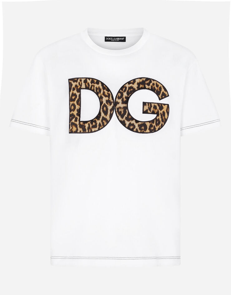 Cotton T-shirt with leopard-print DG patch - 3