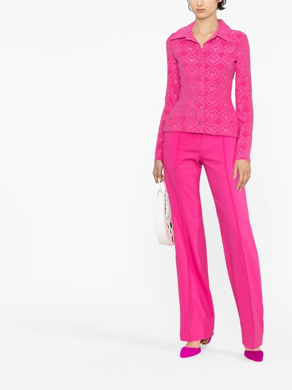 button-fastening jacquard top - 2