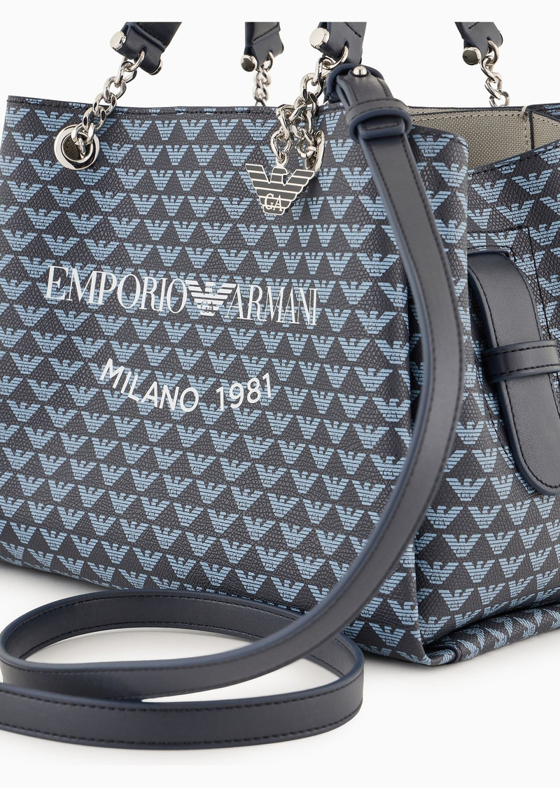 All-over eagle handbag with Milano 1981 logo print 5