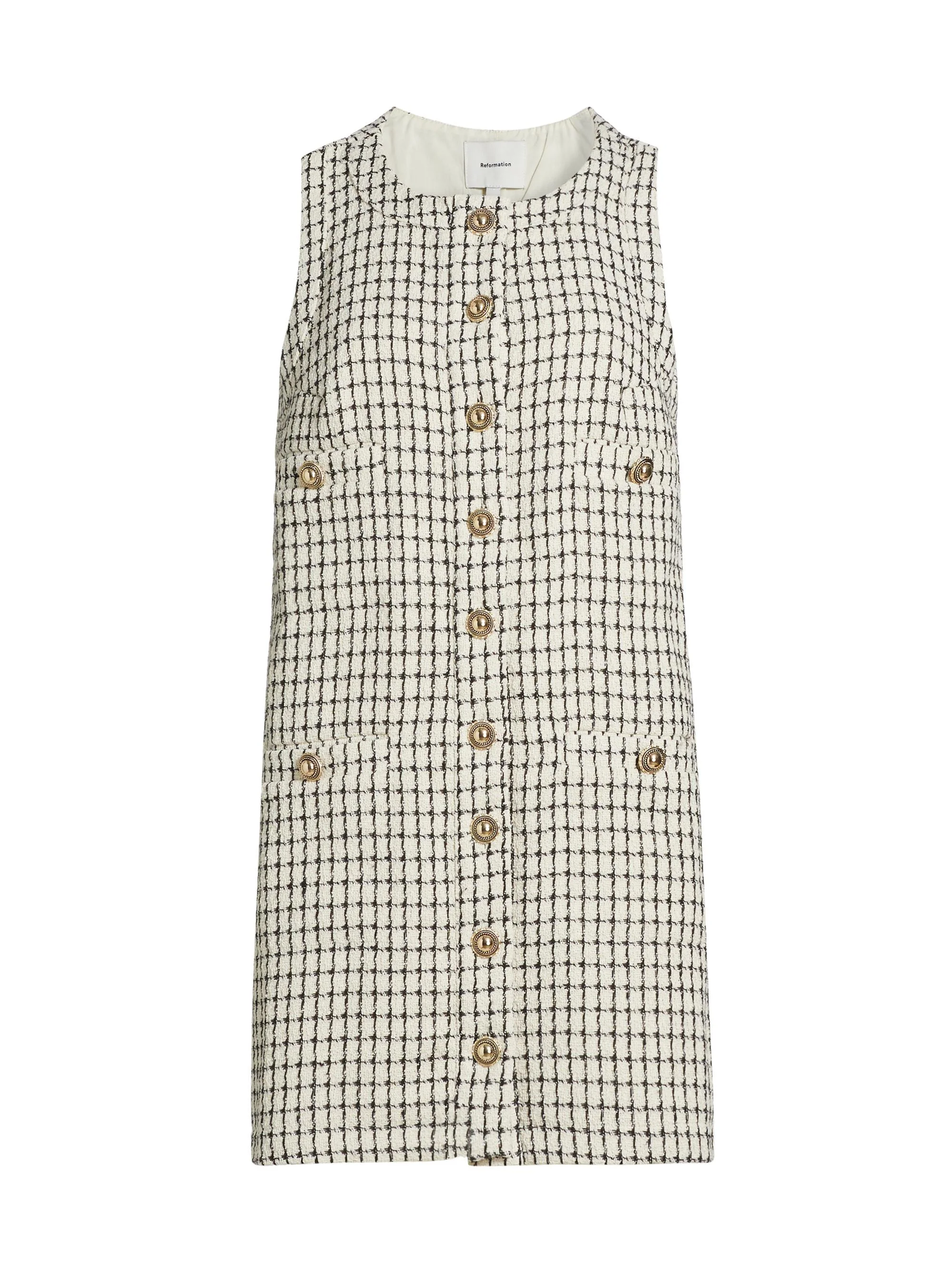 Women's Tropez Plaid Sleeveless Minidress - Cream Check - 1