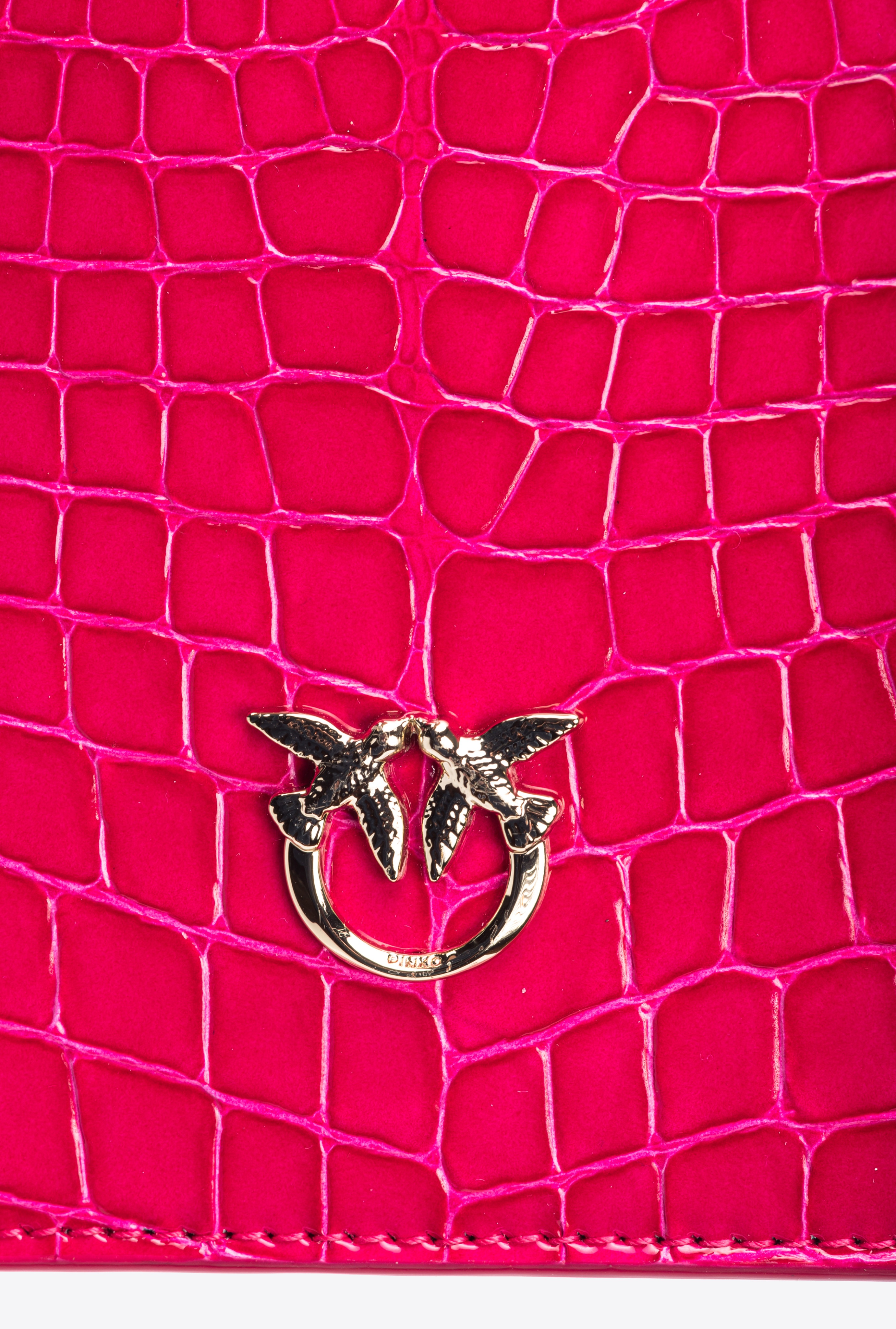 PINKO GALLERIA MINI LOVE BAG ONE TOP HANDLE LIGHT IN SHINY CROC-PRINT LEATHER - 5