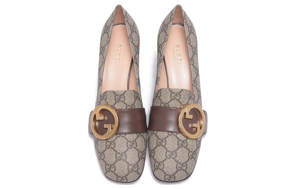 (WMNS) Gucci Blondie pump GG Supreme canvas 'Beige Ebony' 701711-9I650-9769 - 4