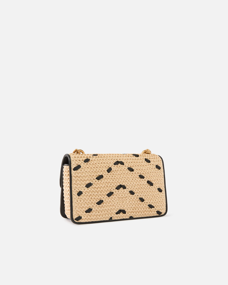 PINKO MINI LOVE BAG ONE LIGHT SMALL HANDBAG IN CHEVRON RAFFIA AND LEATHER outlook