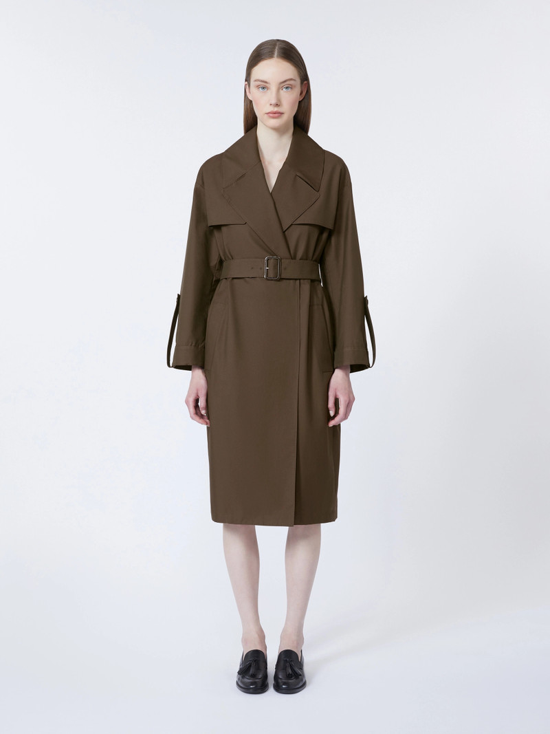 AMOUR Belted water-repellent twill trench coat - CHOCOLATE 3