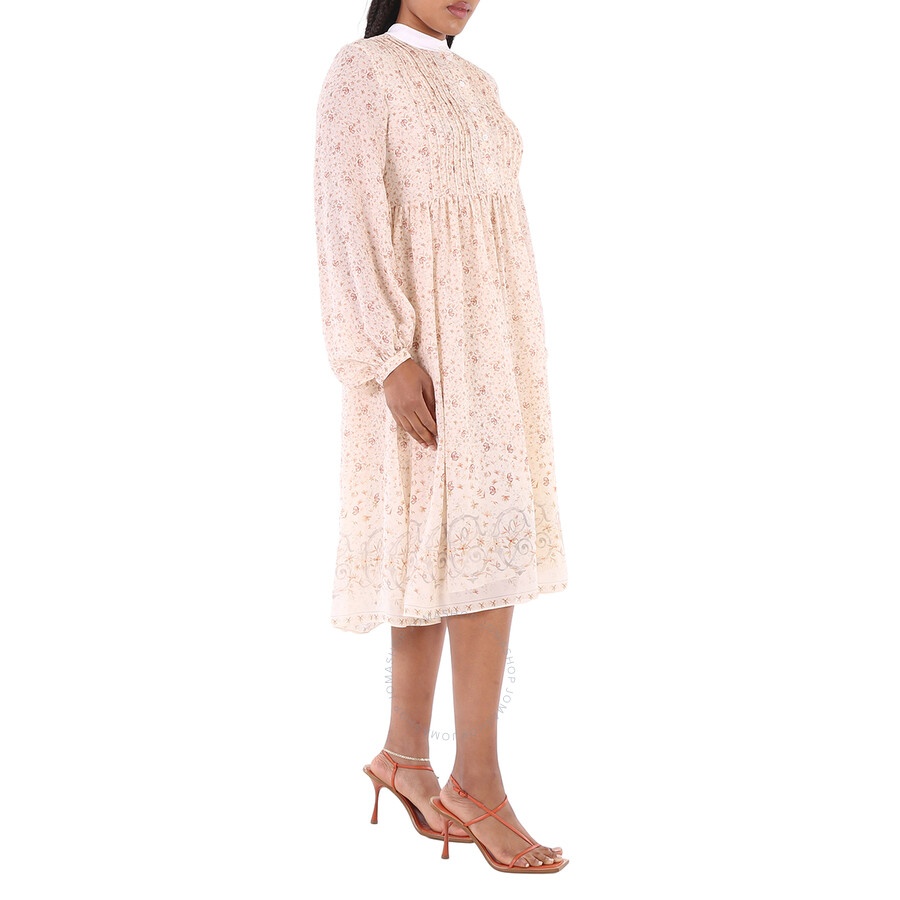 Chloe High-Neck Dress With Print in Dew Pink - 4