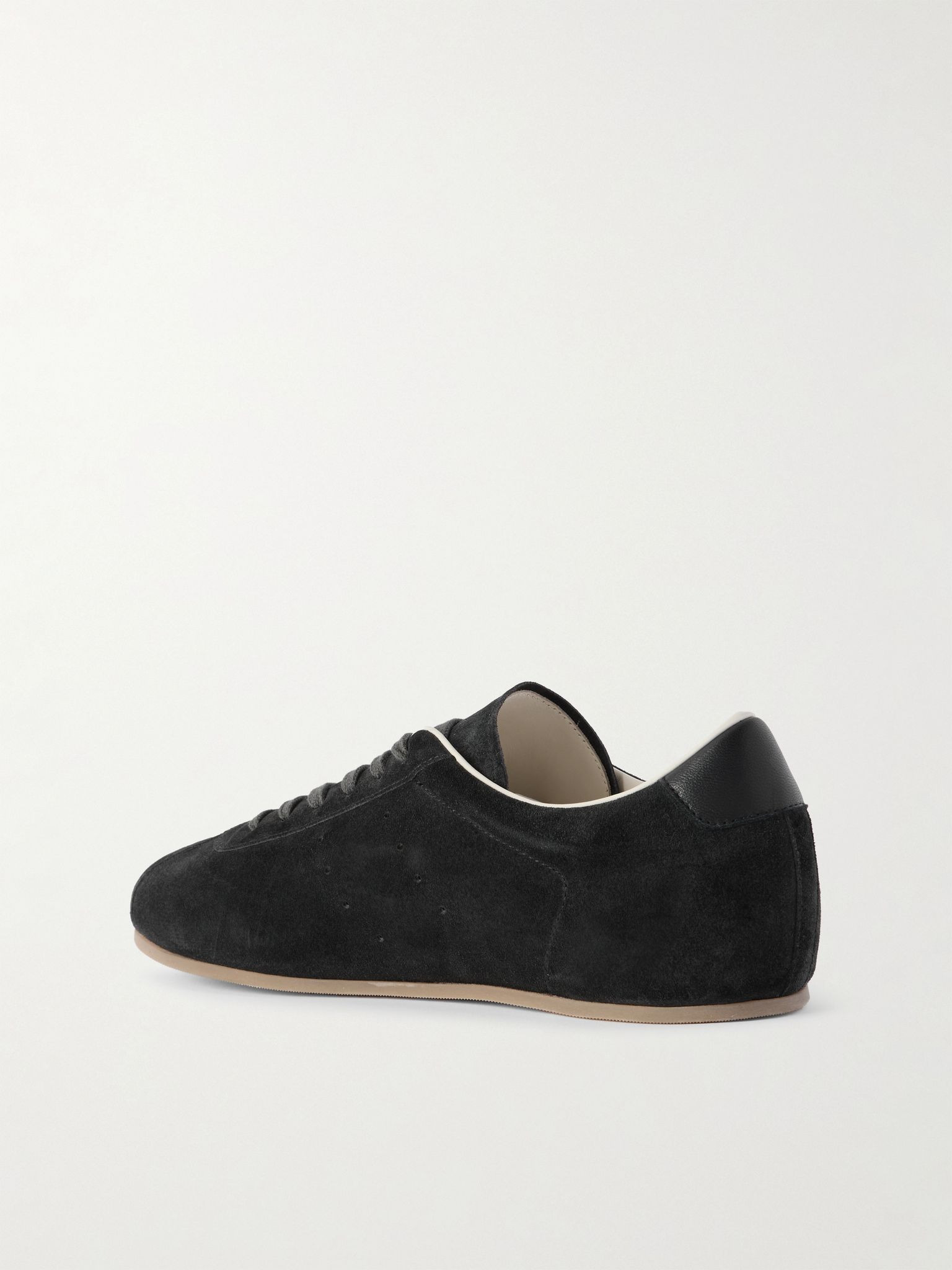 Driving Lo Profile Leather-Trimmed Suede Sneakers Black - 4