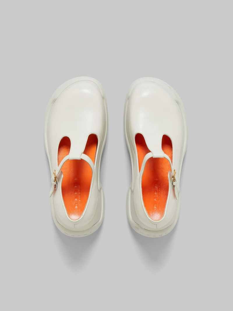 WHITE LEATHER ARAS 23 T-BAR SANDAL 4