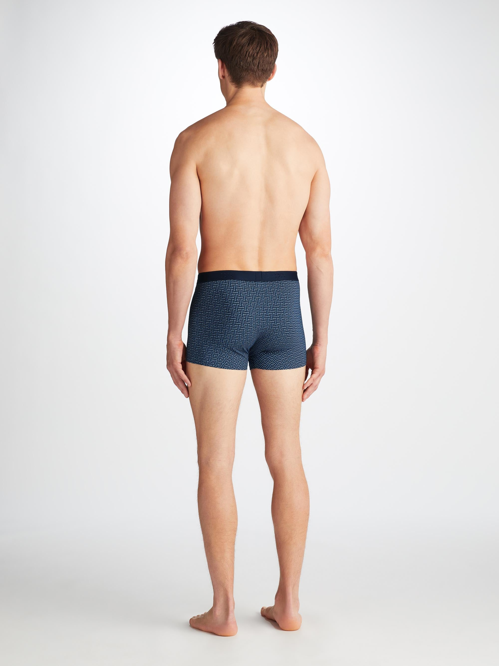 Men's Boxer Briefs Geometric 7 Pima Cotton Stretch Navy - 4