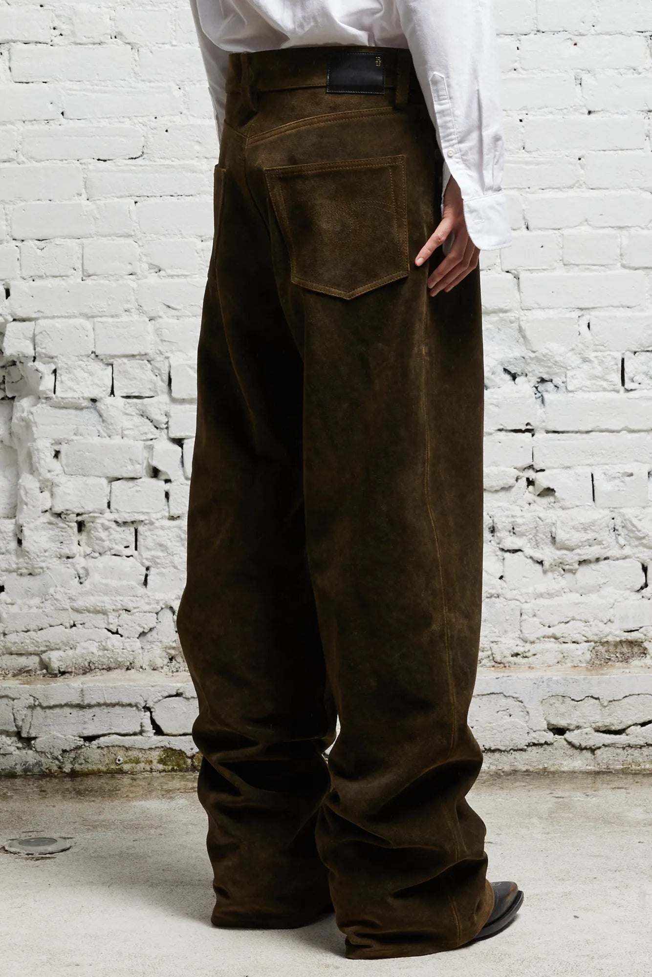 D'ARCY LOOSE LEATHER PANT - BROWN - 4