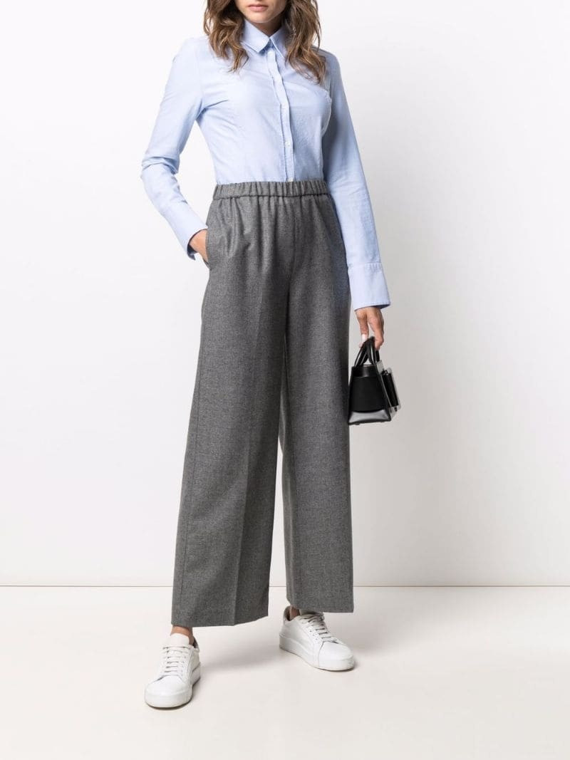 Aspesi elasticated-waist wide leg trousers outlook