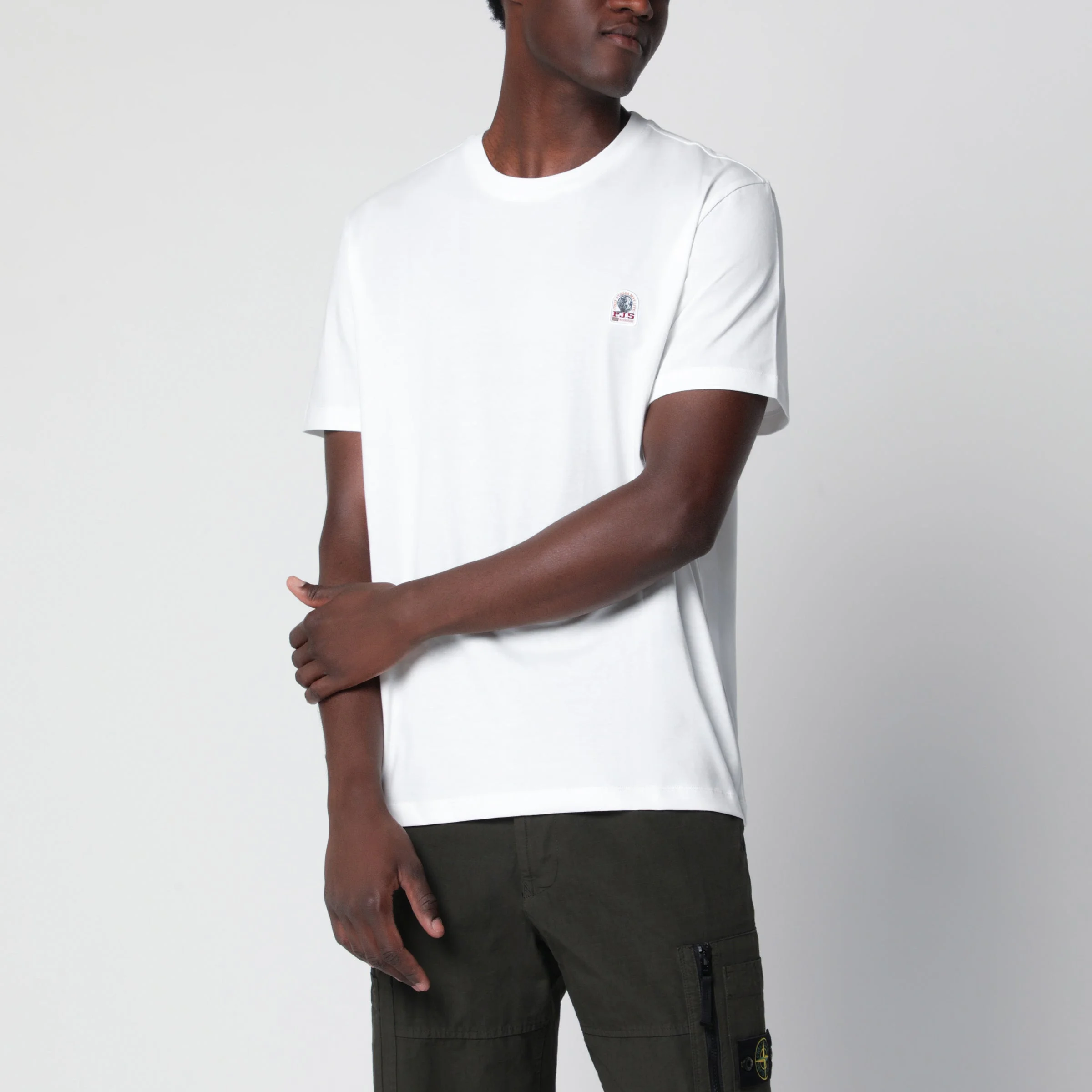 White cotton T-shirt with logo patch - 1