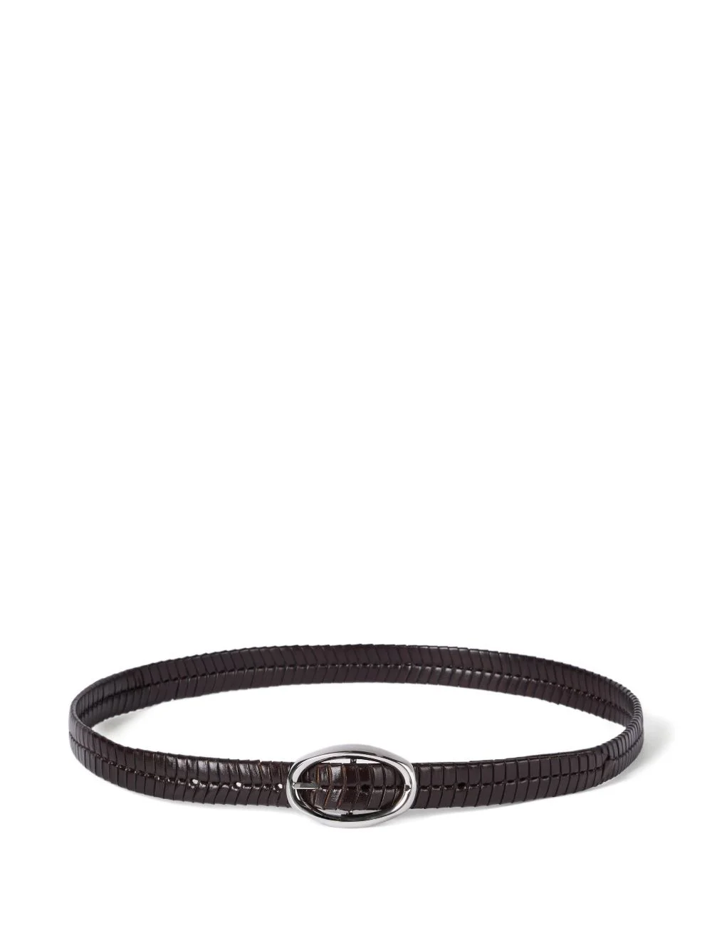 chevron-effect braided oval-buckle belt - 1