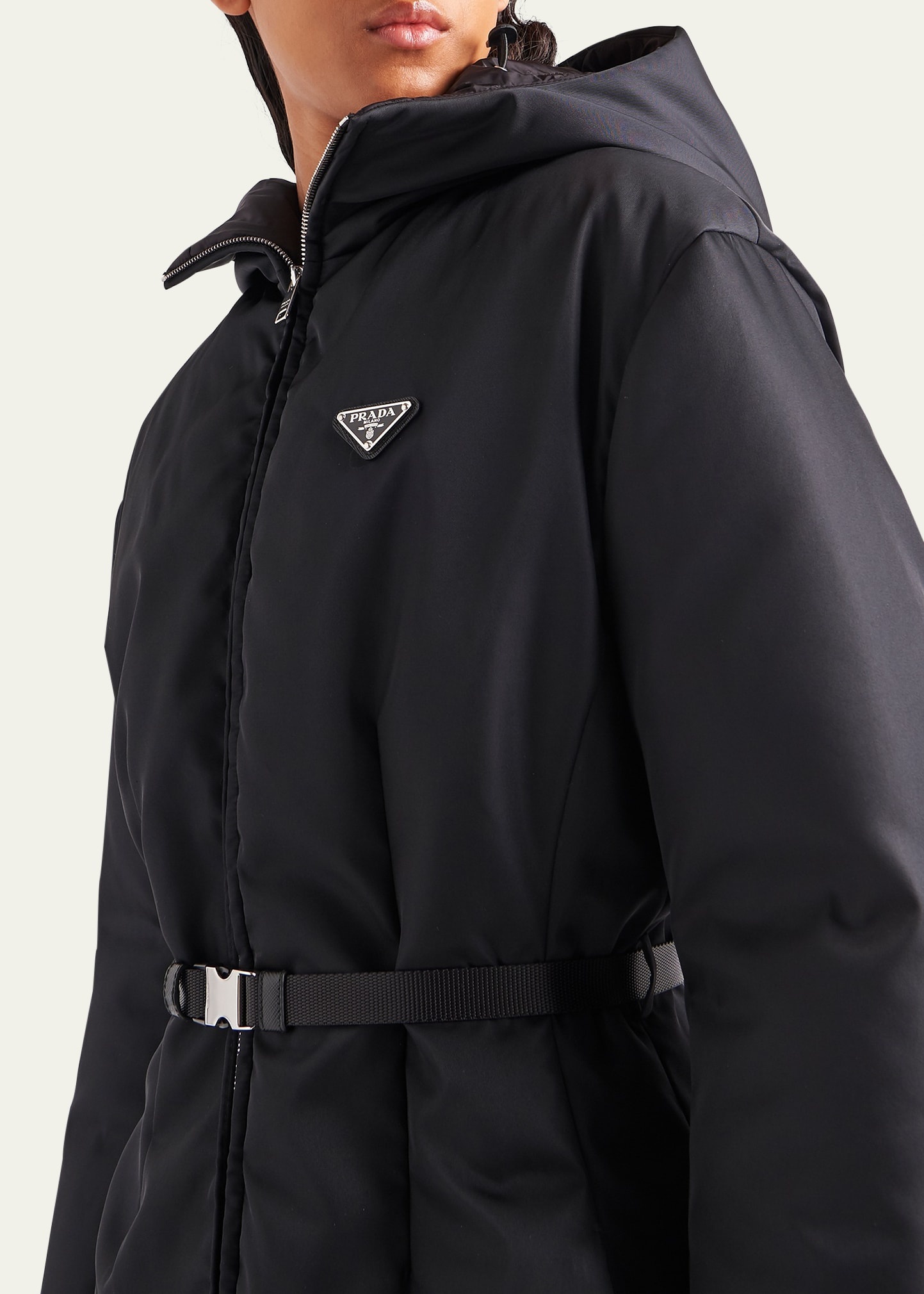 Re-Nylon Hooded Down Belted Jacket - 4
