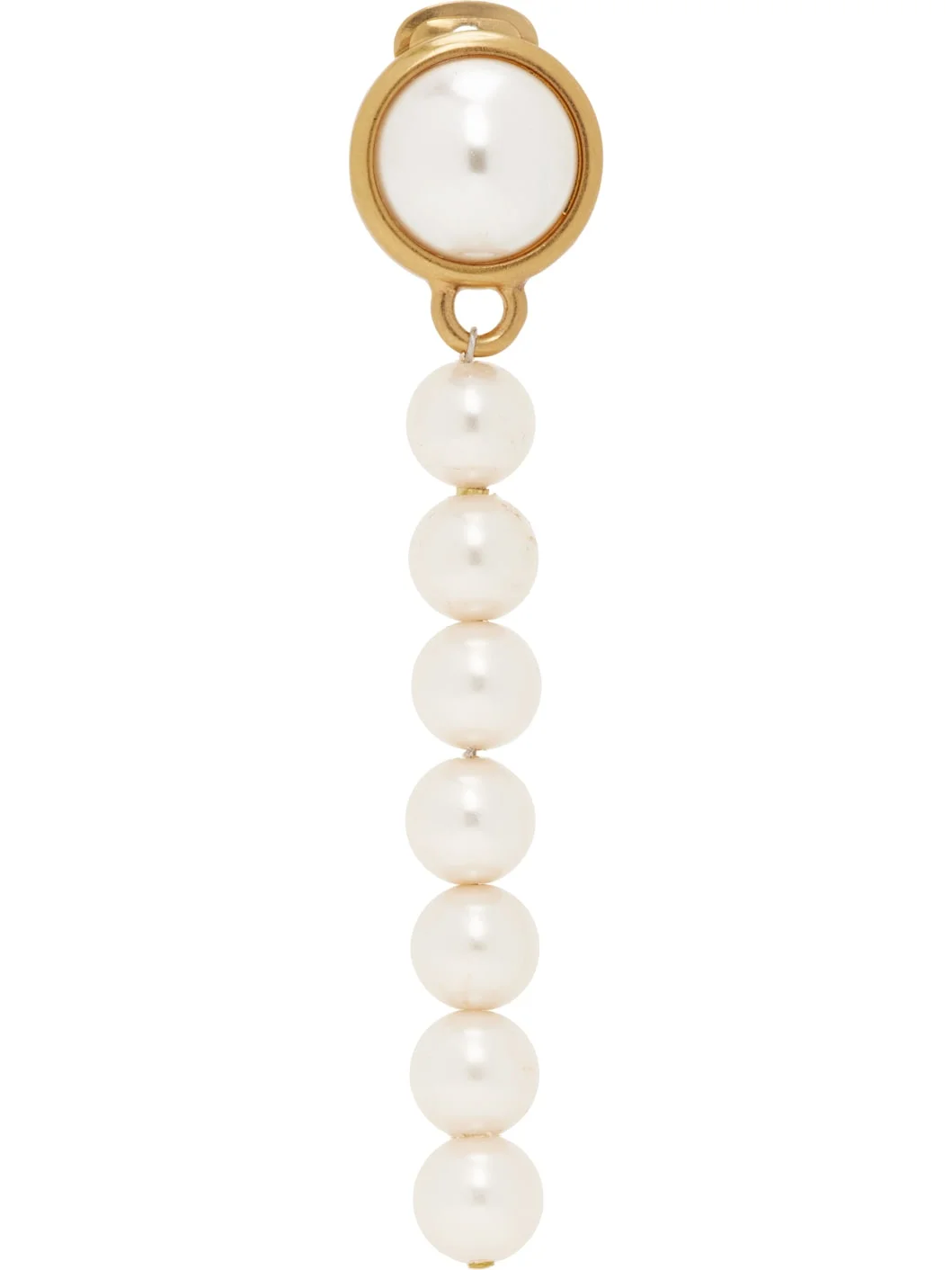 Gold & White Faux-Pearl Single Earring - 1