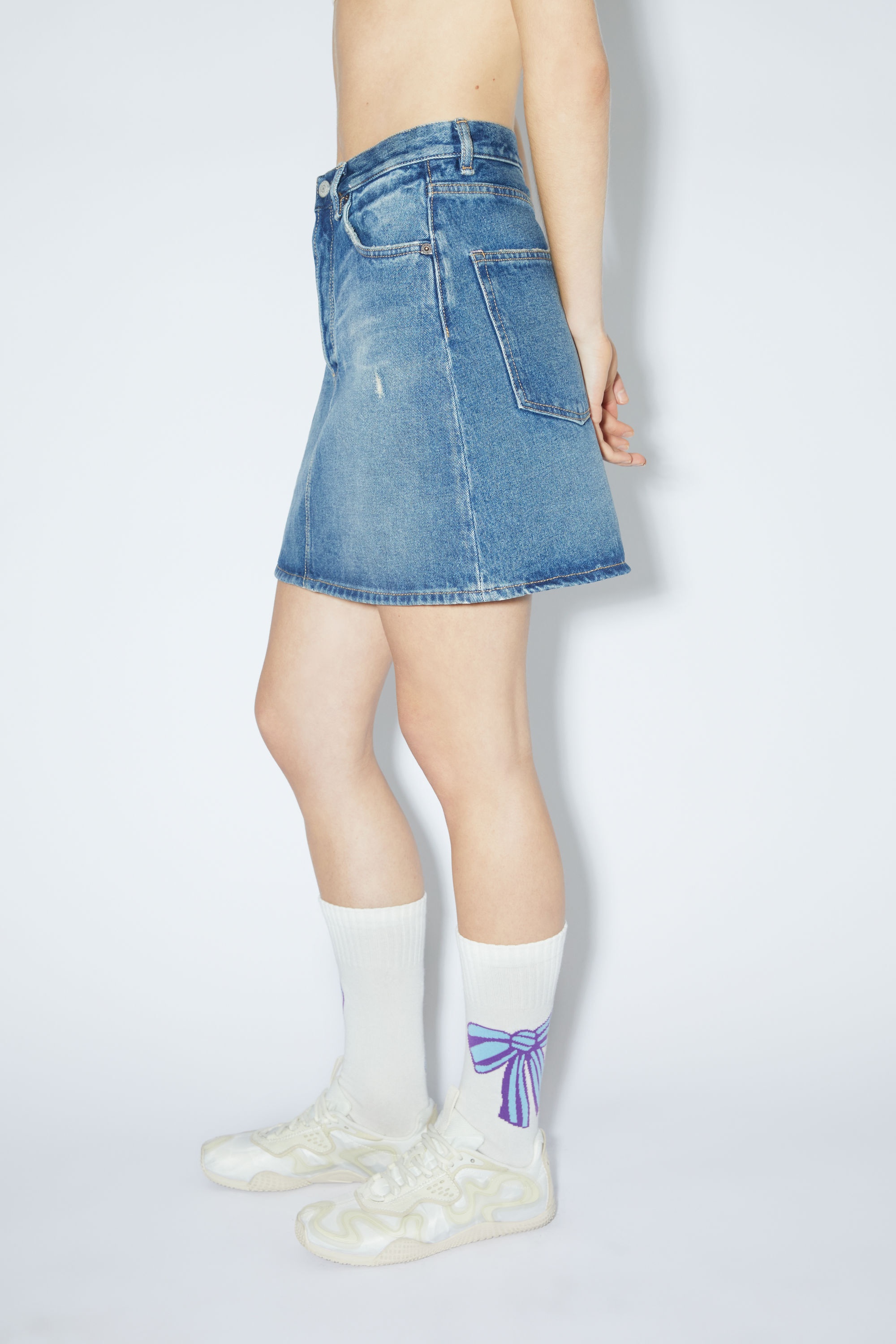 Denim mini skirt - Mid Blue - 4