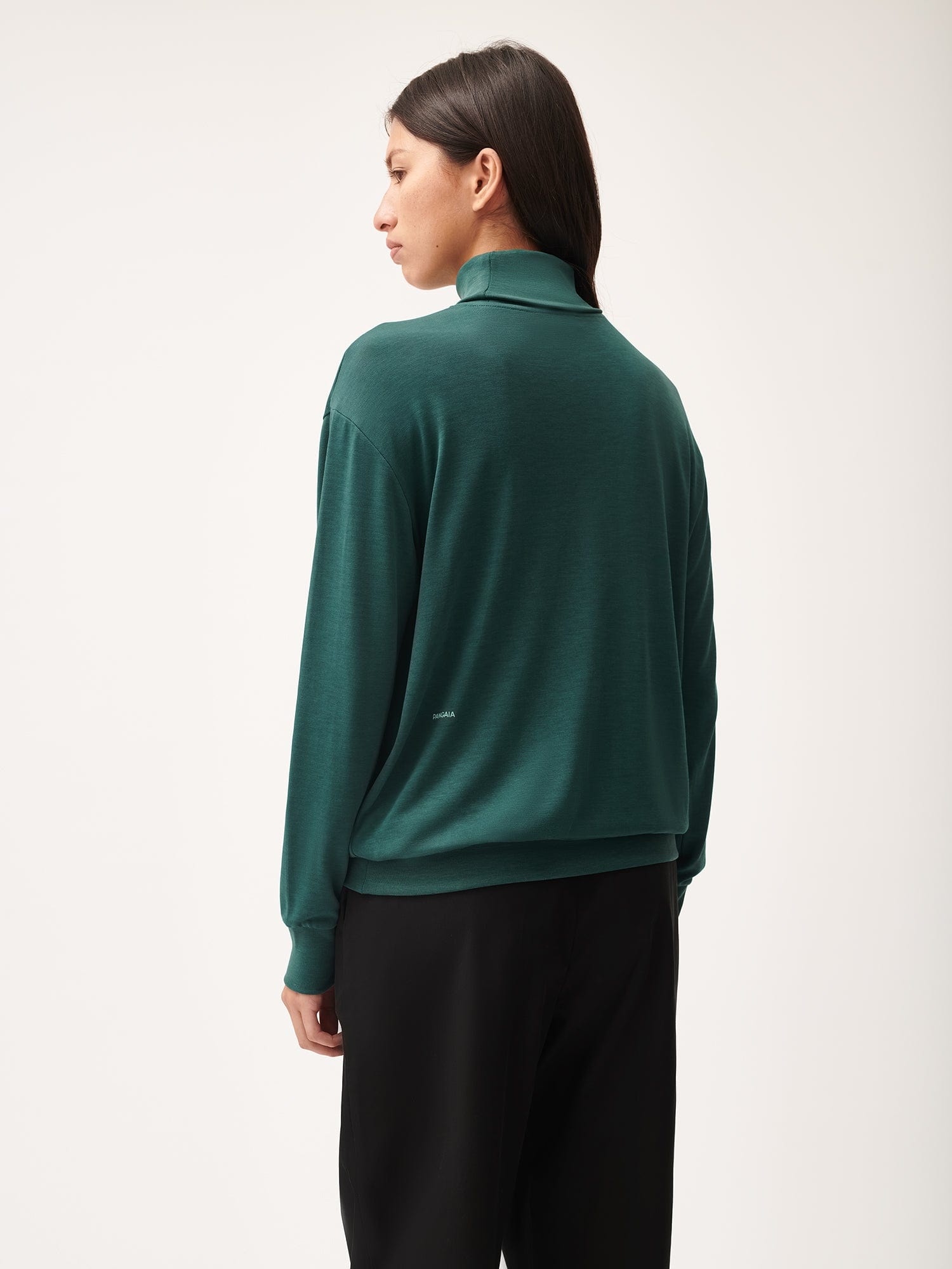 Women's Seaweed Lyocell Fine Knit Turtleneck Top - Foliage Green - 3