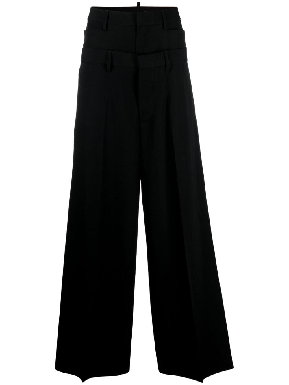 layered wide-leg virgin-wool trousers - 1