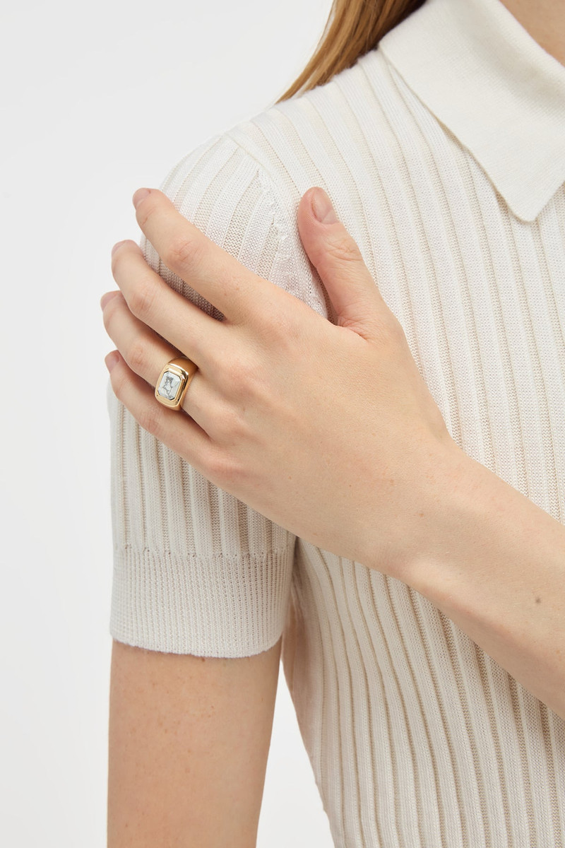 GABRIELA HEARST Large Ring 18k Gold & Howlite Stone outlook