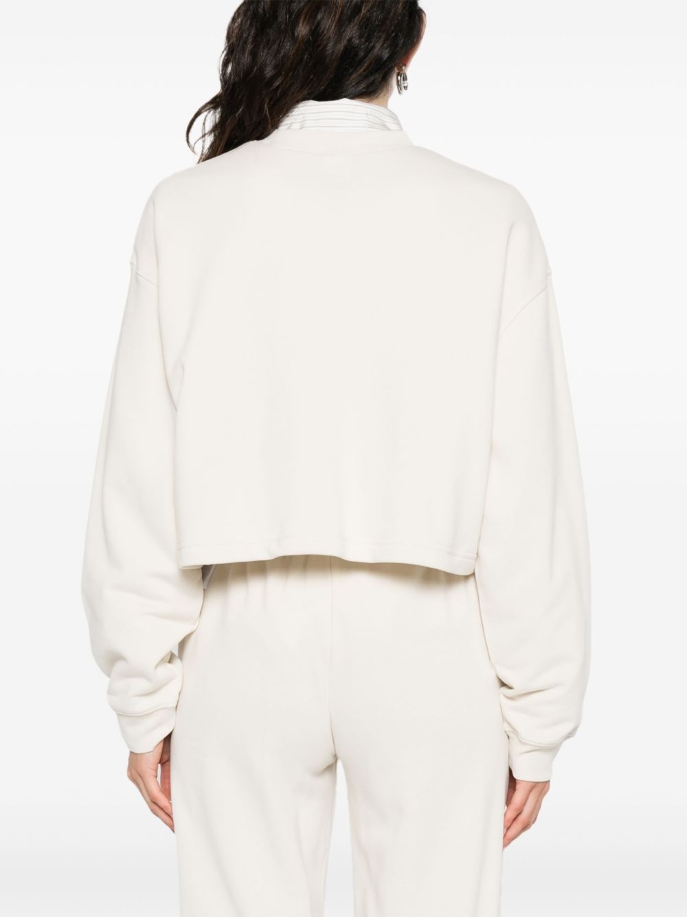 logo-embroidered cropped sweatshirt - 4