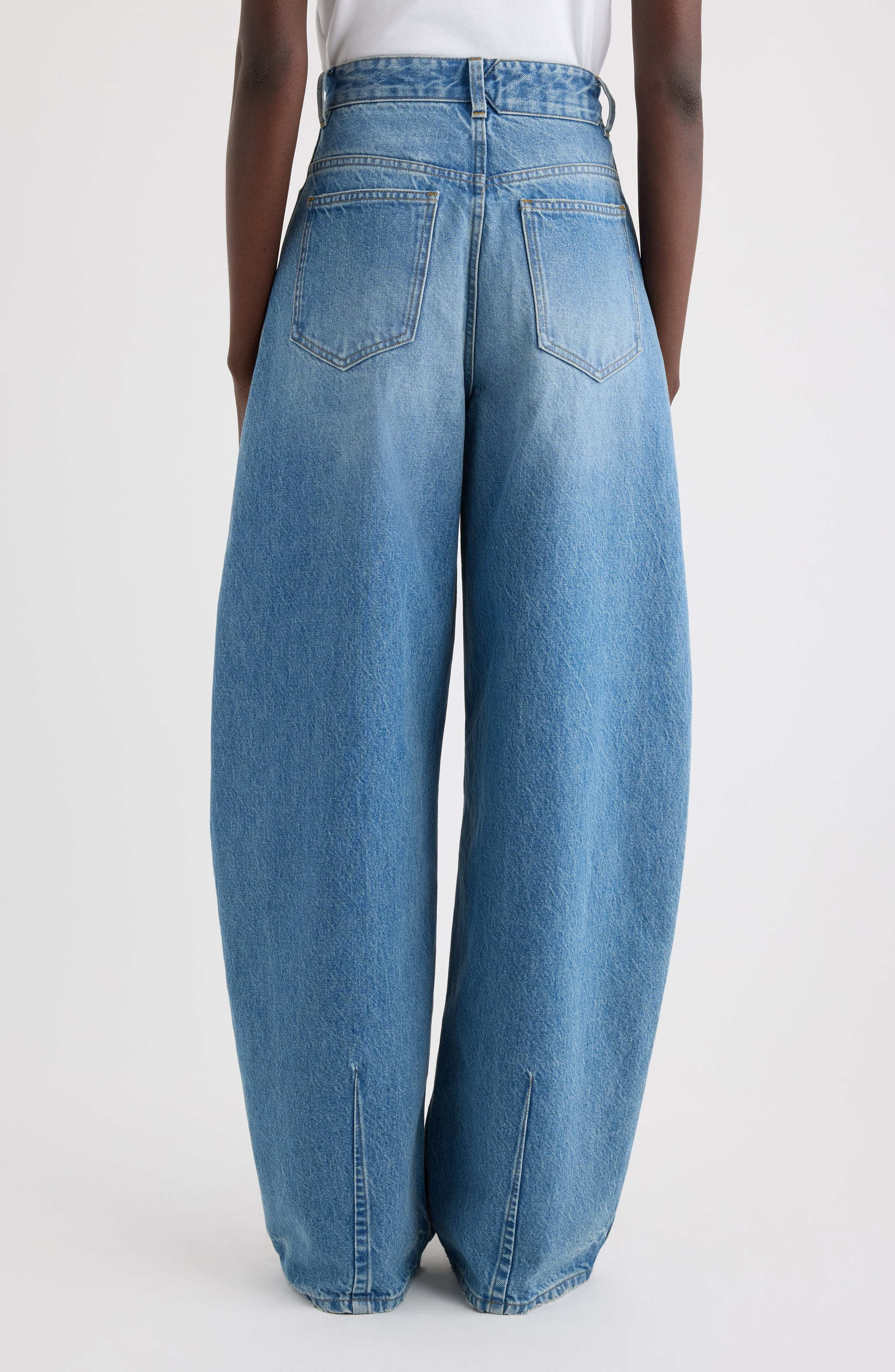 Jacquemus Le de-Nîmes Ovalo Wide Leg Jeans in Blue/Tabac at Nordstrom - 3