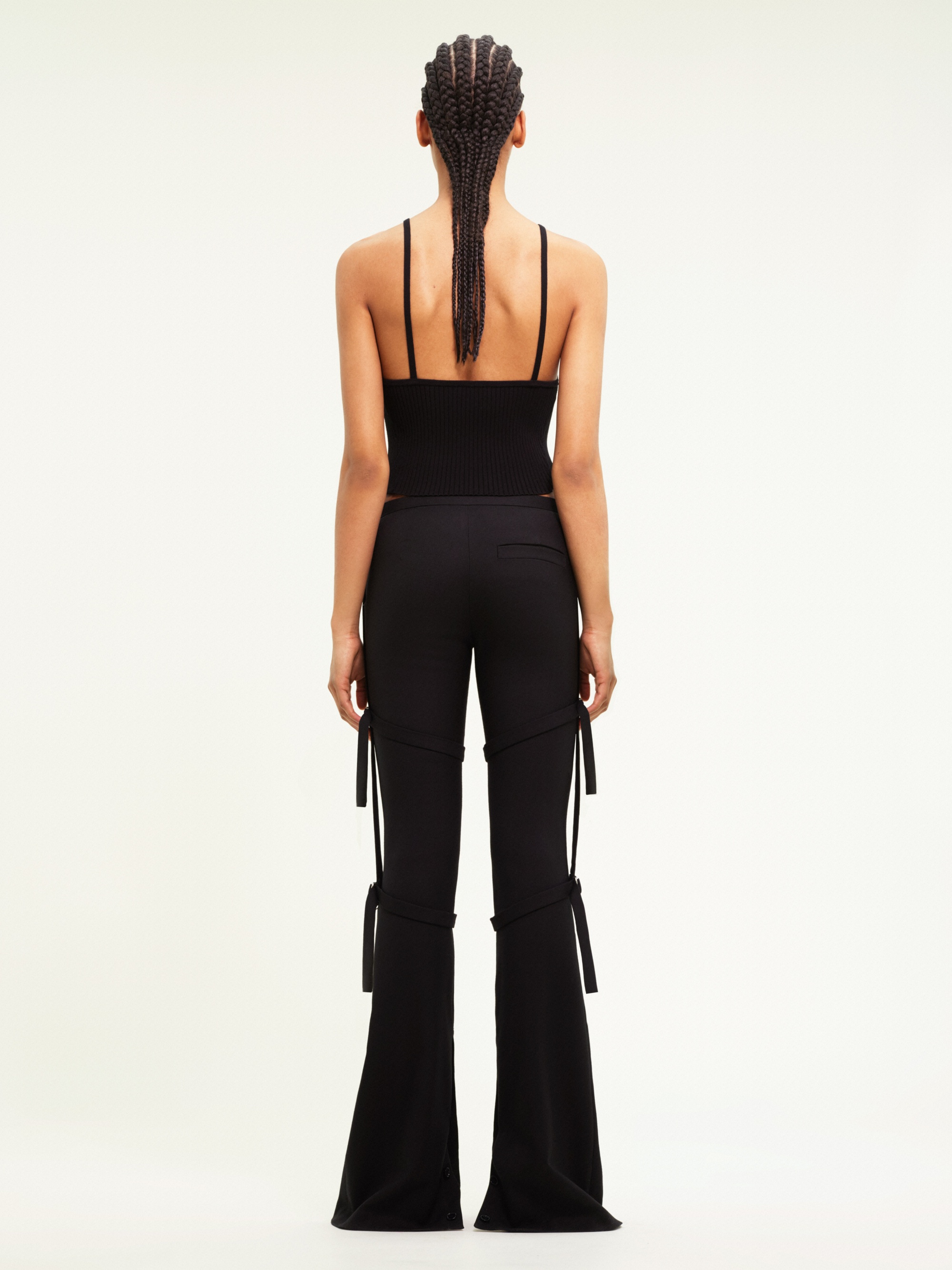 MULTI-STRAPS LIGHT WOOL BOOTCUT PANTS - 4