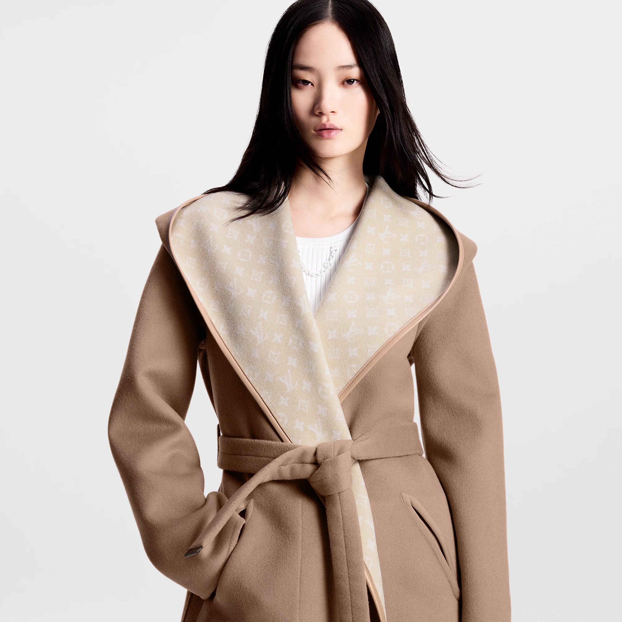 Louis Vuitton Reversible Signature Hooded Wrap Coat REVERSIBLE