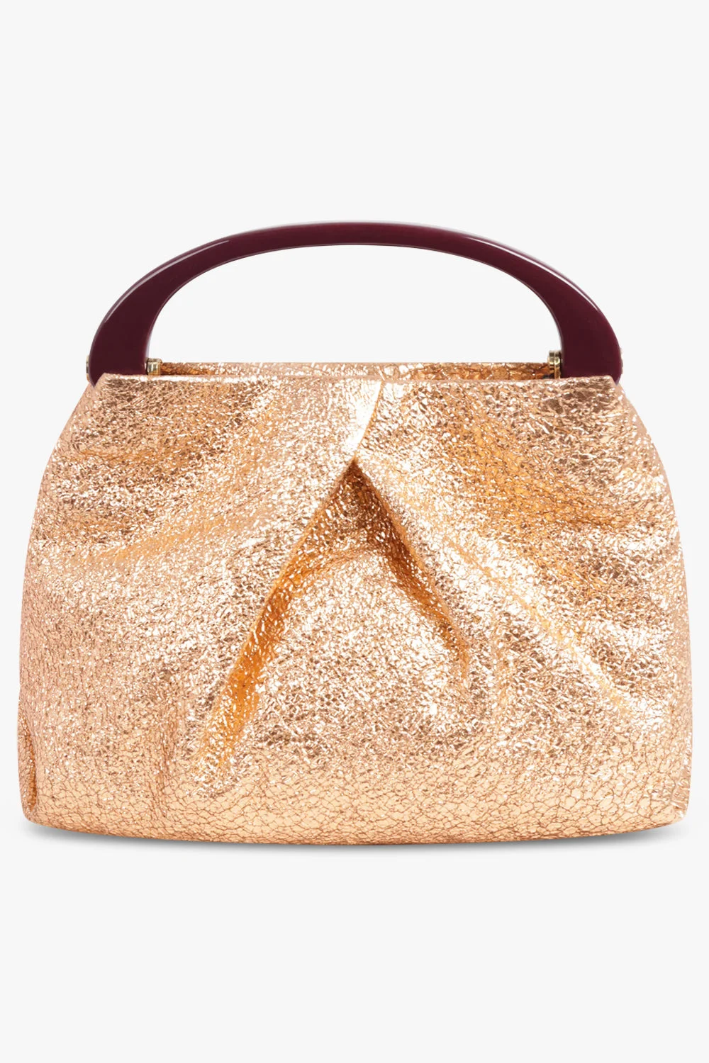 METALLIC MINI RESIN HANDLE BAG | SALMON - 1