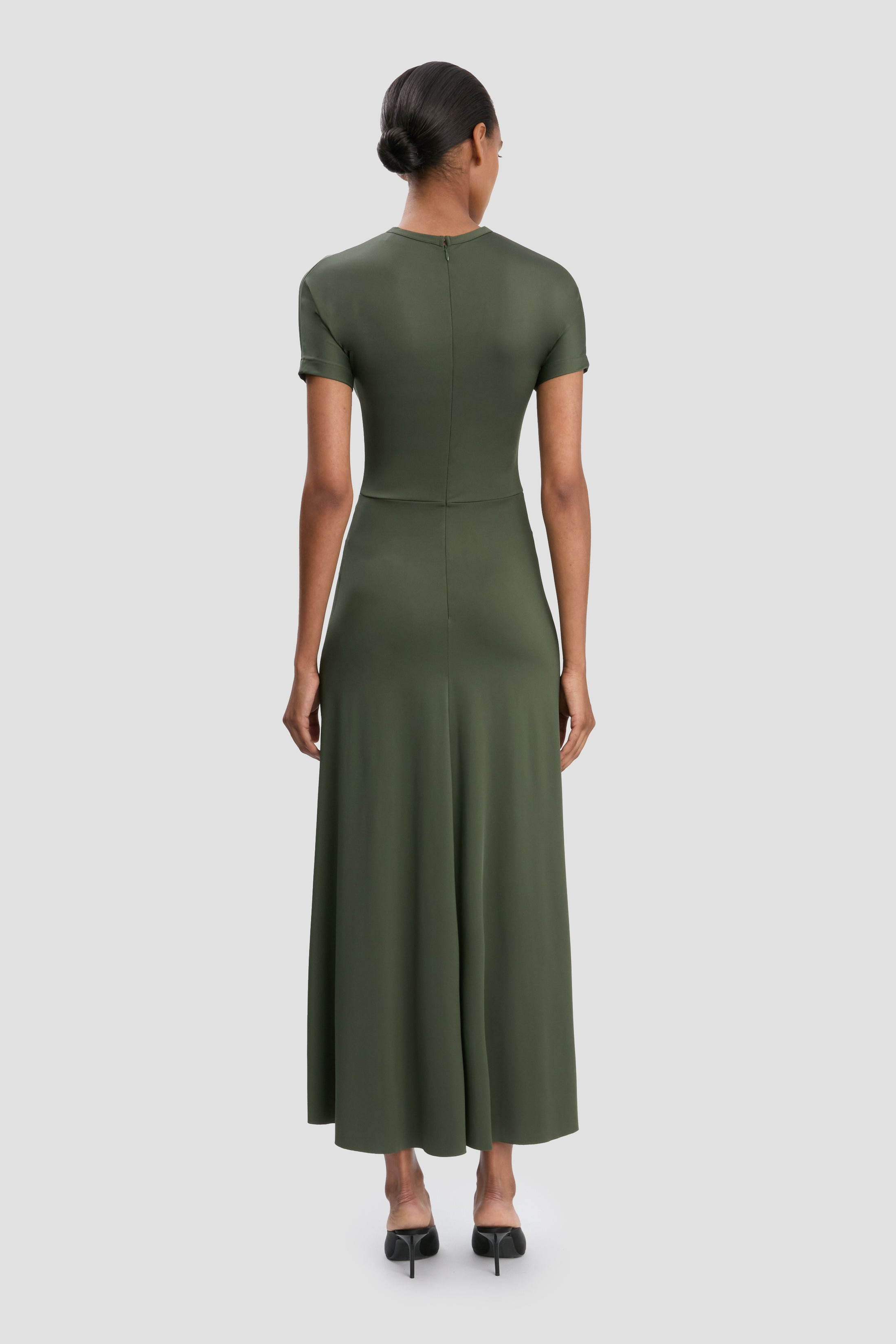 Gathered Waist T-Shirt Midi Dress In Oregano - 5