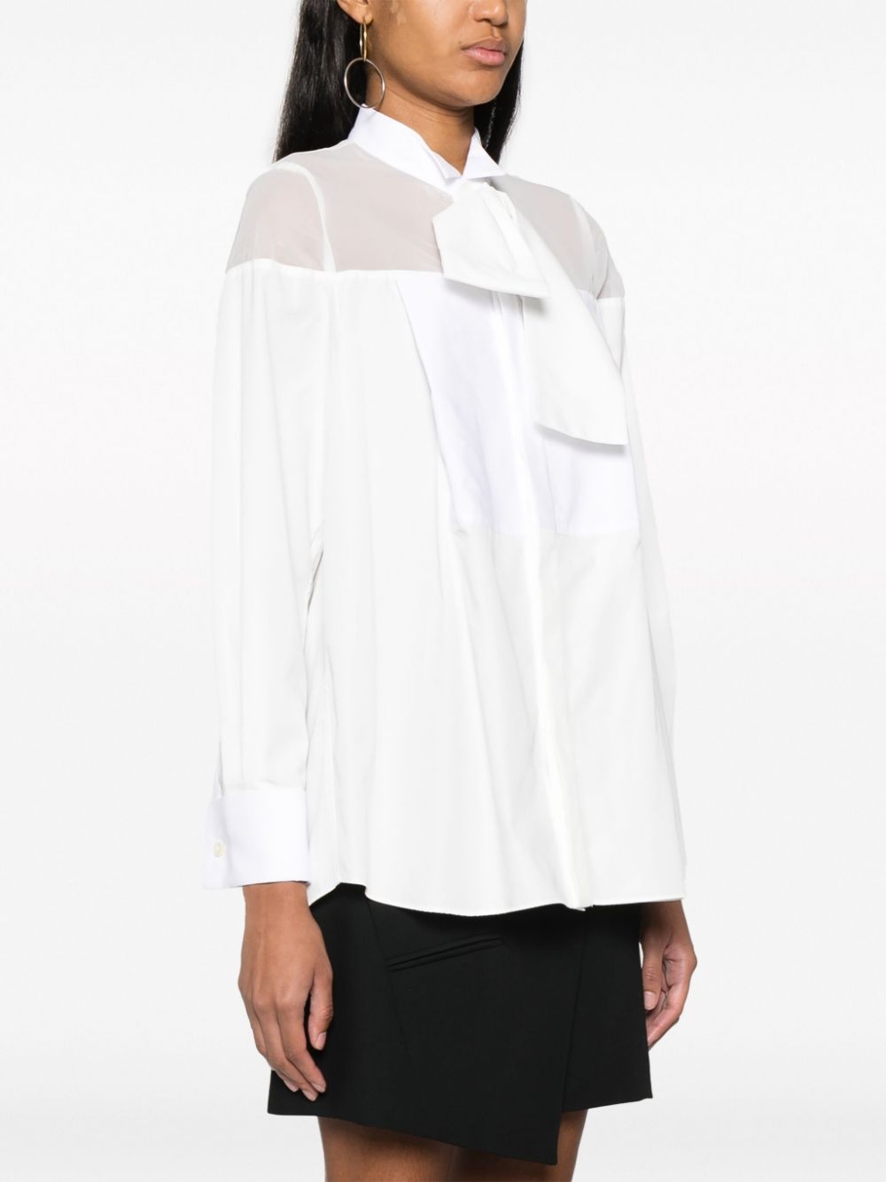 attached-detail sheer-panels shirt - 3