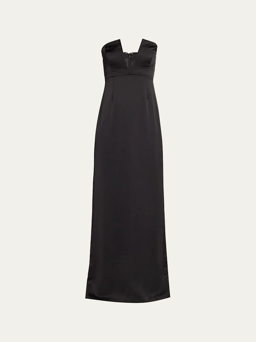 Raquel Strapless Plunging Column Gown - 1