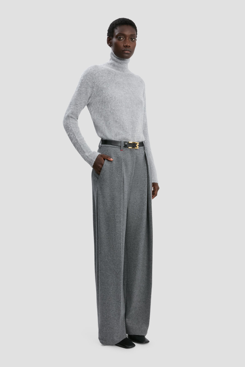 Wide Leg Trouser In Grey Melange 3