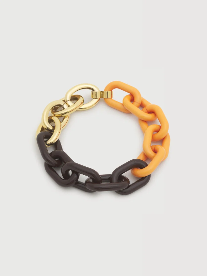 ORANGE AND BROWN RESIN CHAIN NECKLACE - 1