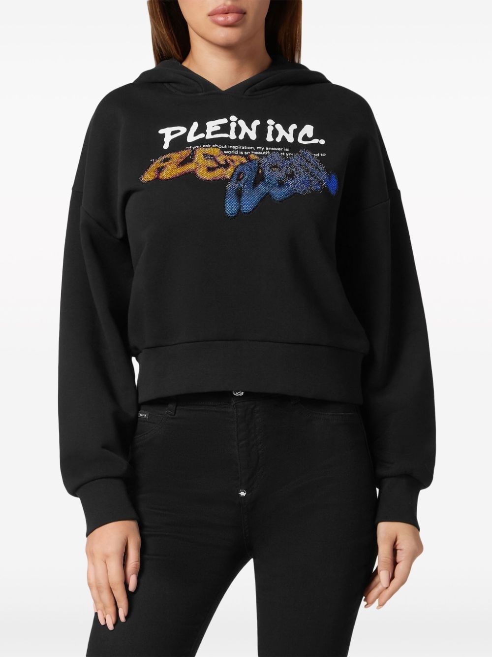 logo-print cropped hoodie - 3