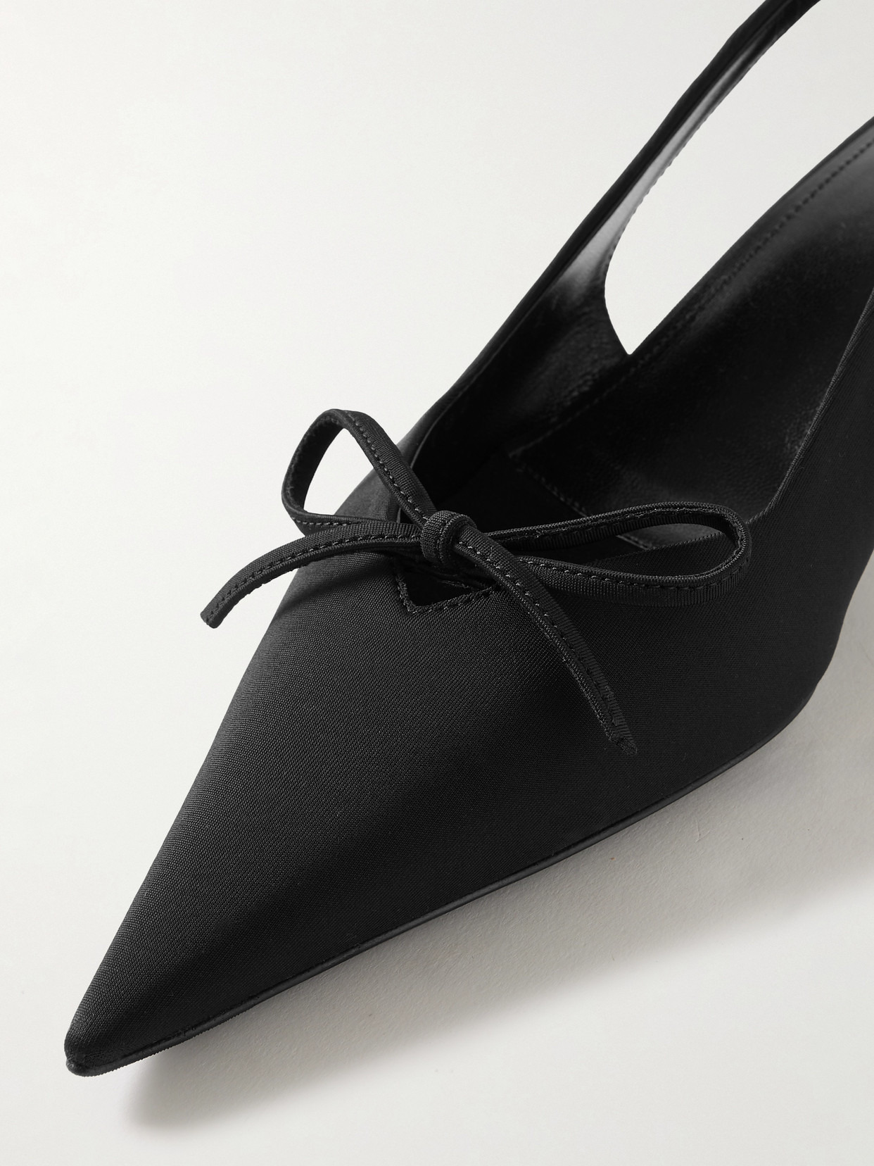 Knife Bow-embellished Twill Slingback Pumps - 4