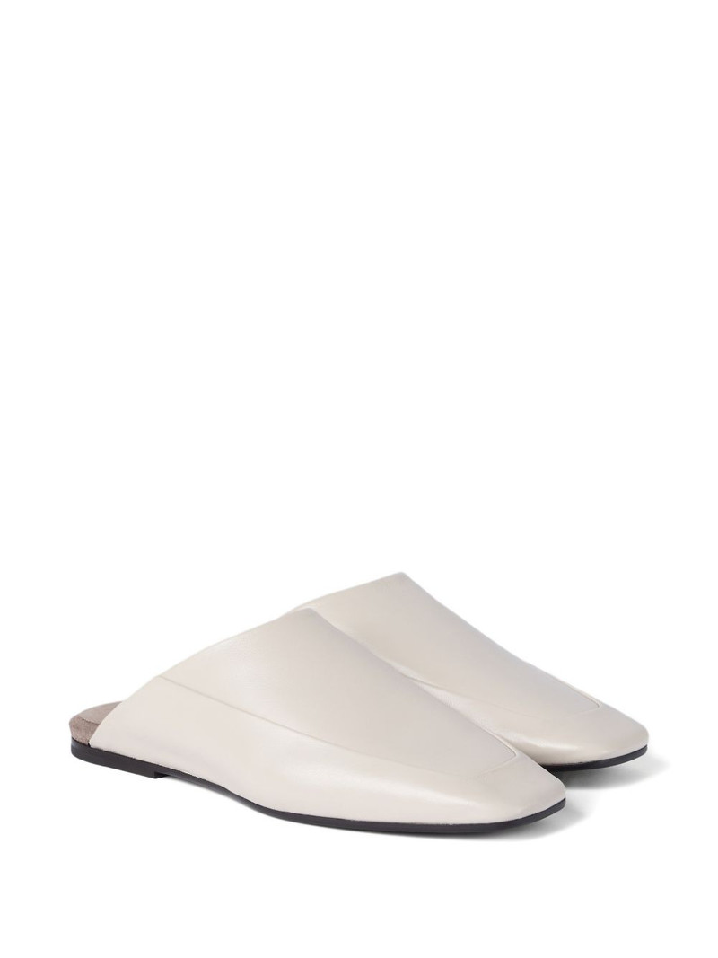 Brunello Cucinelli square-toe leather flat mules outlook