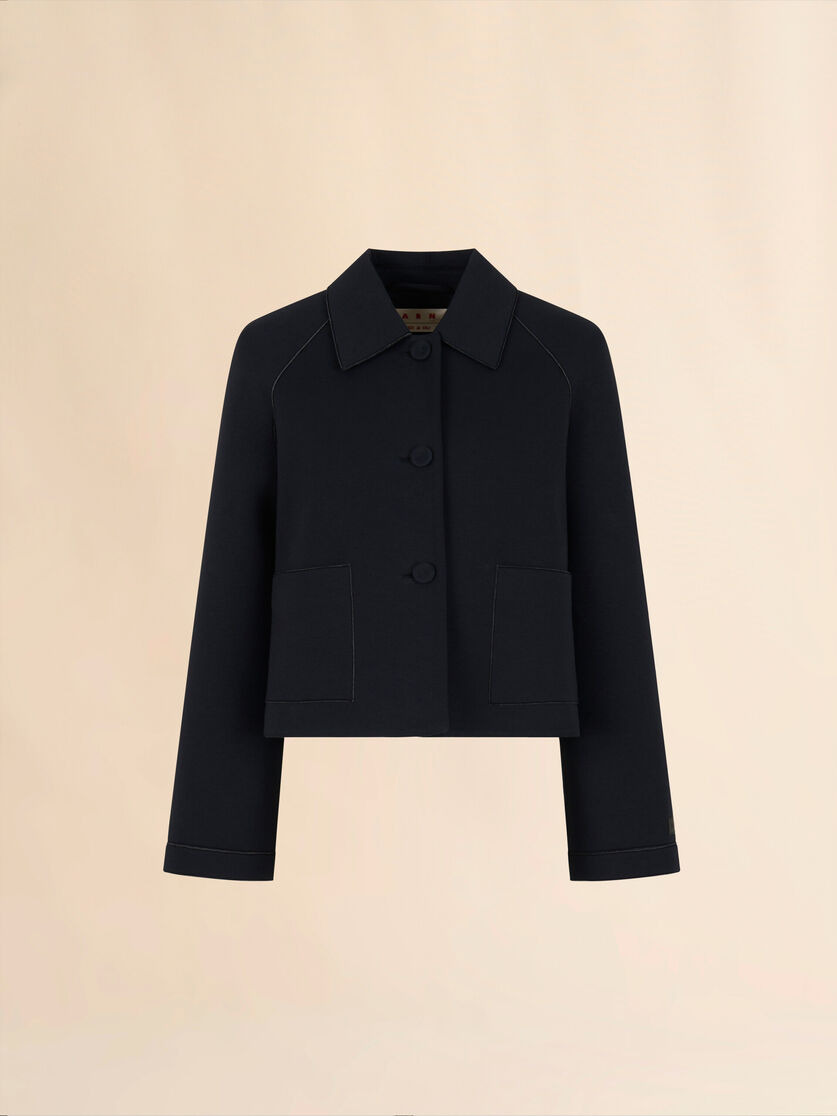 Black Jersey Jacket with Pockets - 4