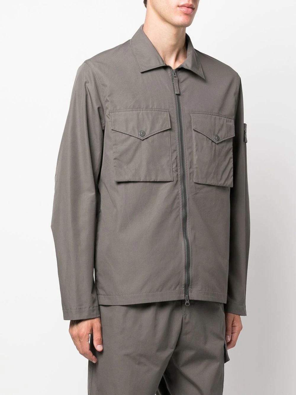 Compass-patch shirt jacket - 3