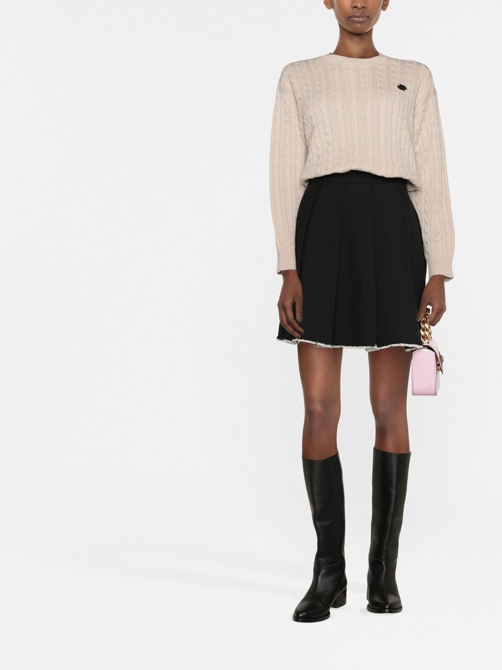 logo-patch cable-knit jumper - 2
