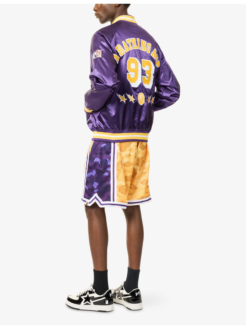 A BATHING APE® NBA Lakers Logo-Embroidered Satin Jacket outlook