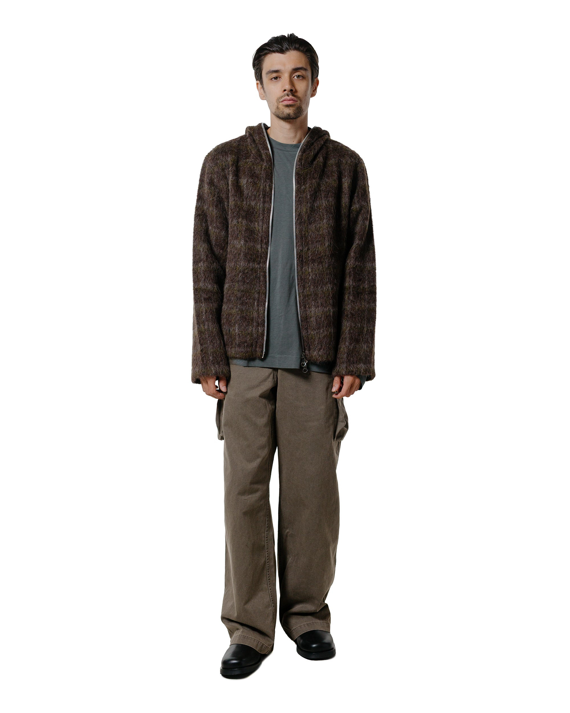 Full Zip Hood Dorf Check Hairy Wool - 4