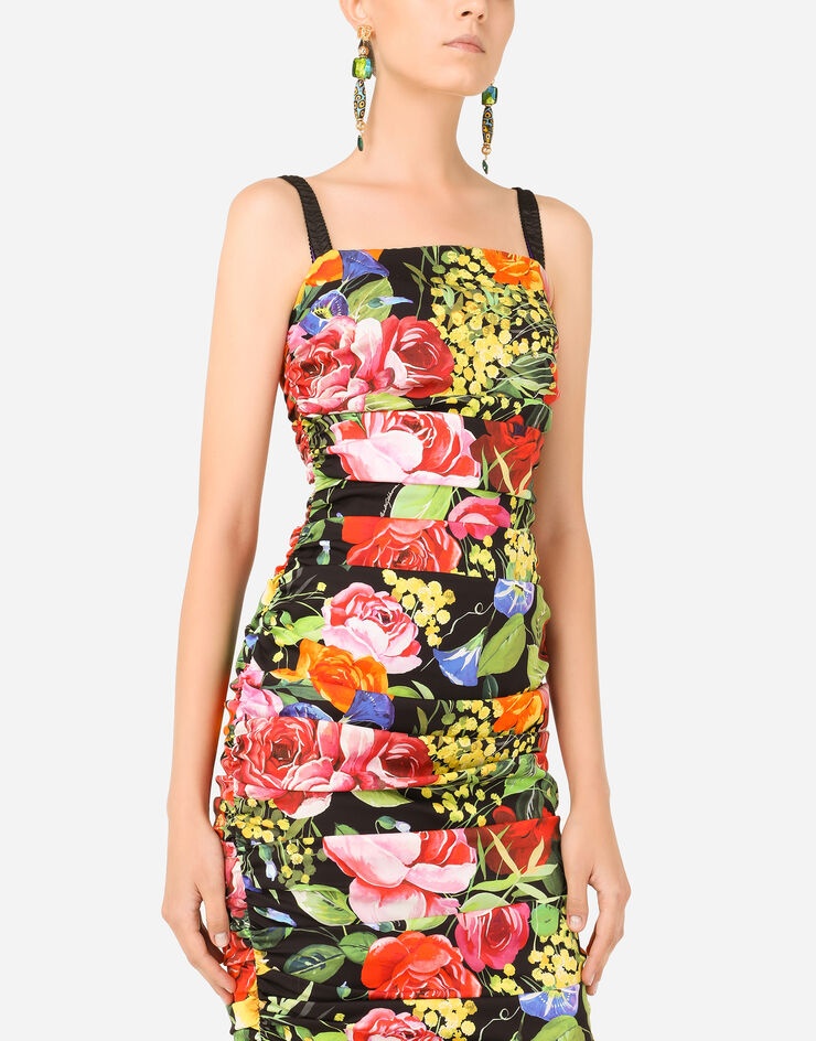 Bouquet-print charmeuse midi dress - 4