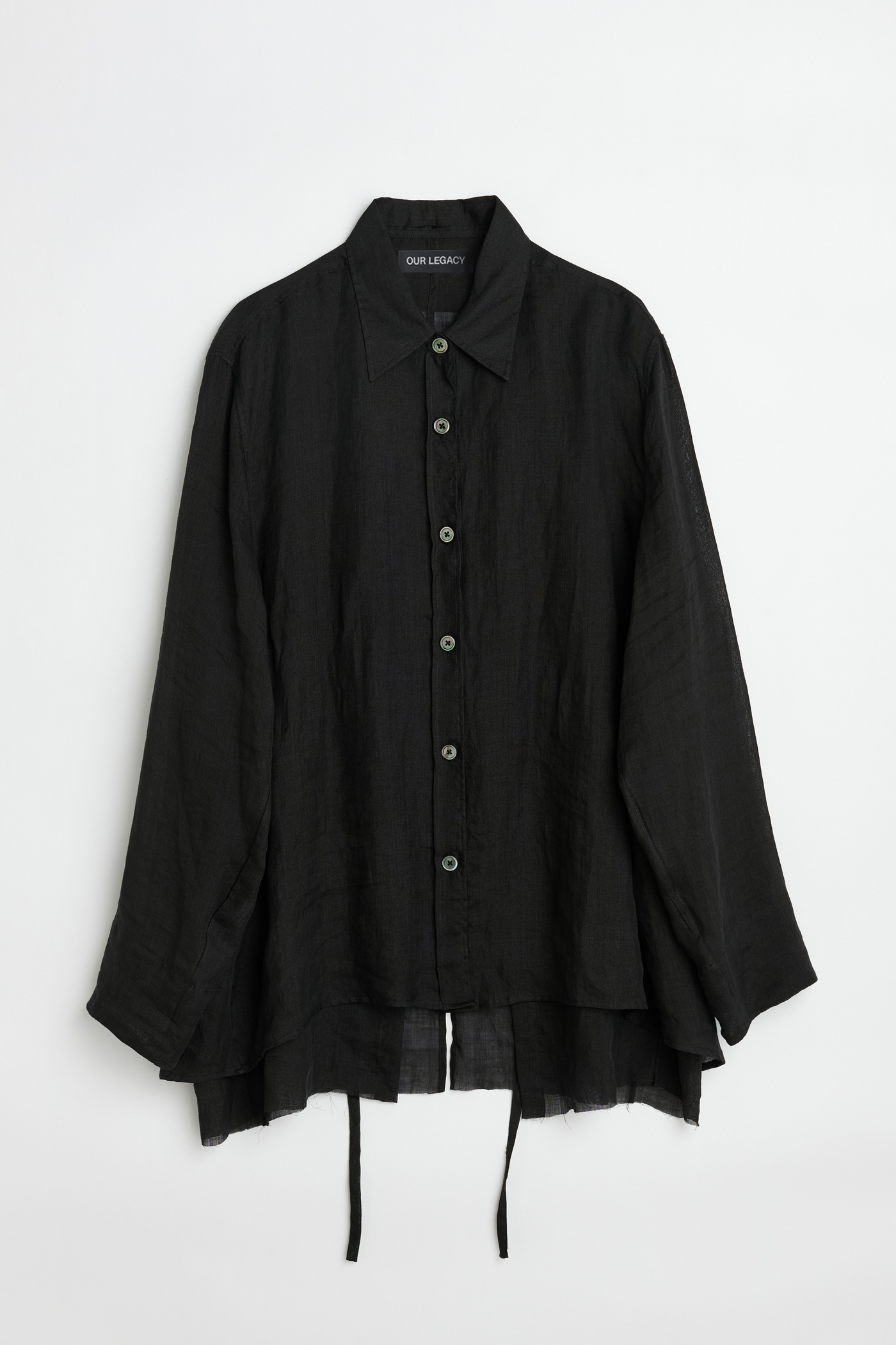 Backless Liner Shirt Black Gauze Ramie - 1