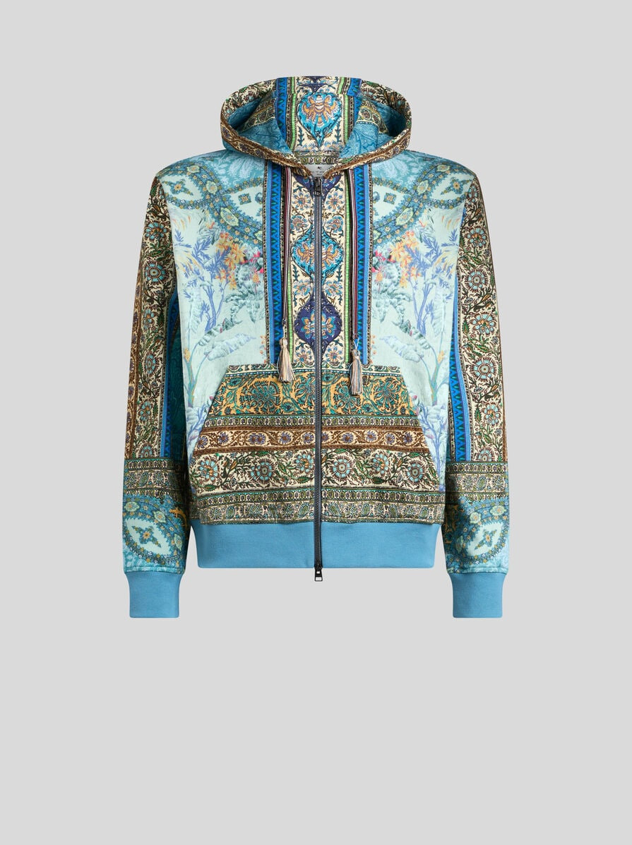 MULTI-PATTERNED HOODED SWEATSHIRT - 1