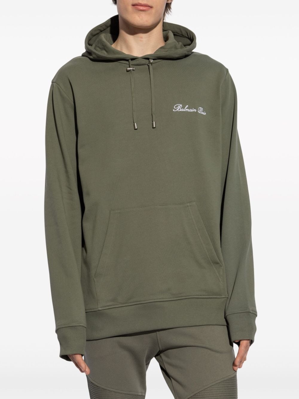 logo-embroidered drawstring hoodie - 3