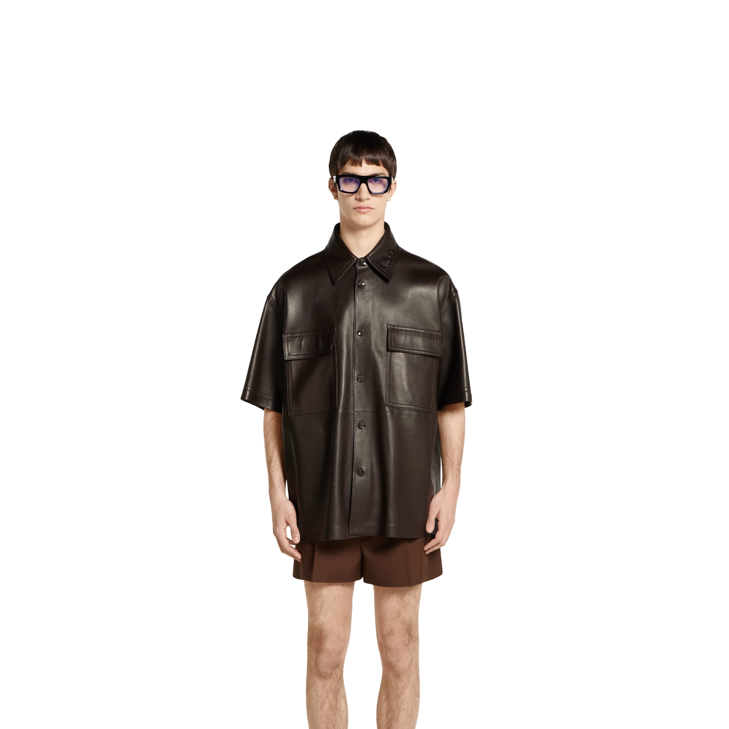 Embossed plongè leather shirt - 3