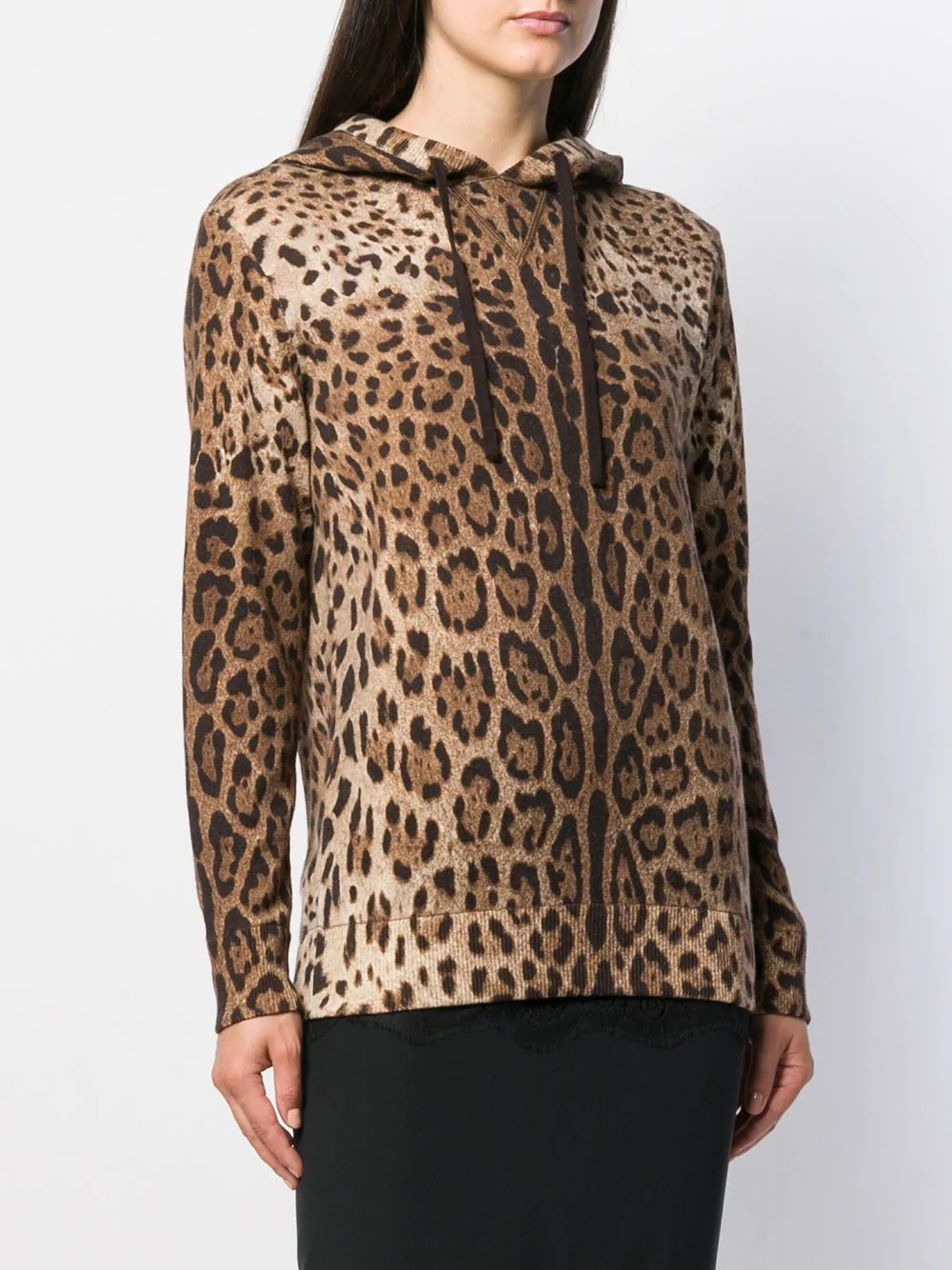 cashmere knitted leopard hoodie - 3