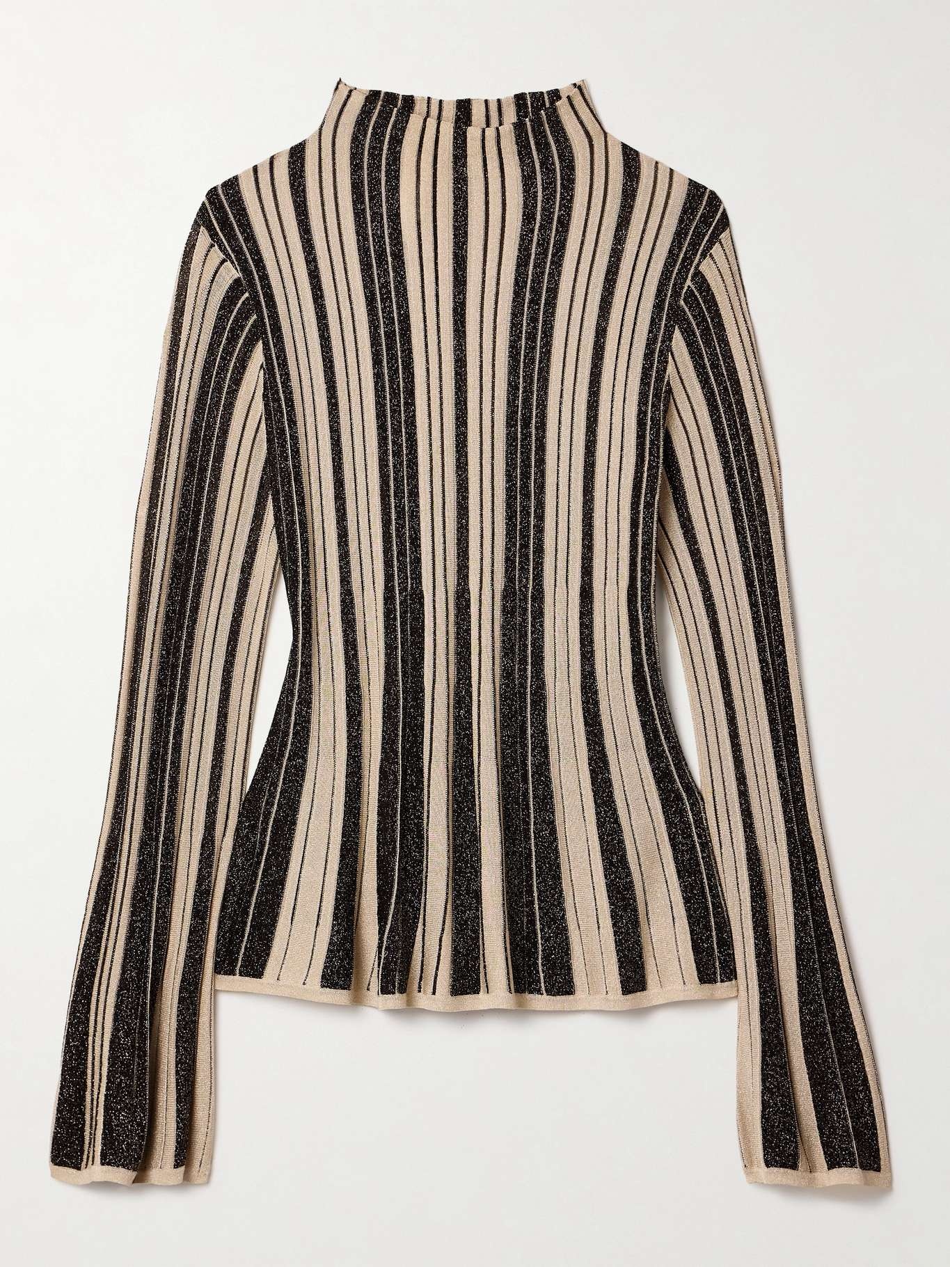 Story 1 striped metallic ribbed-knit top - 1