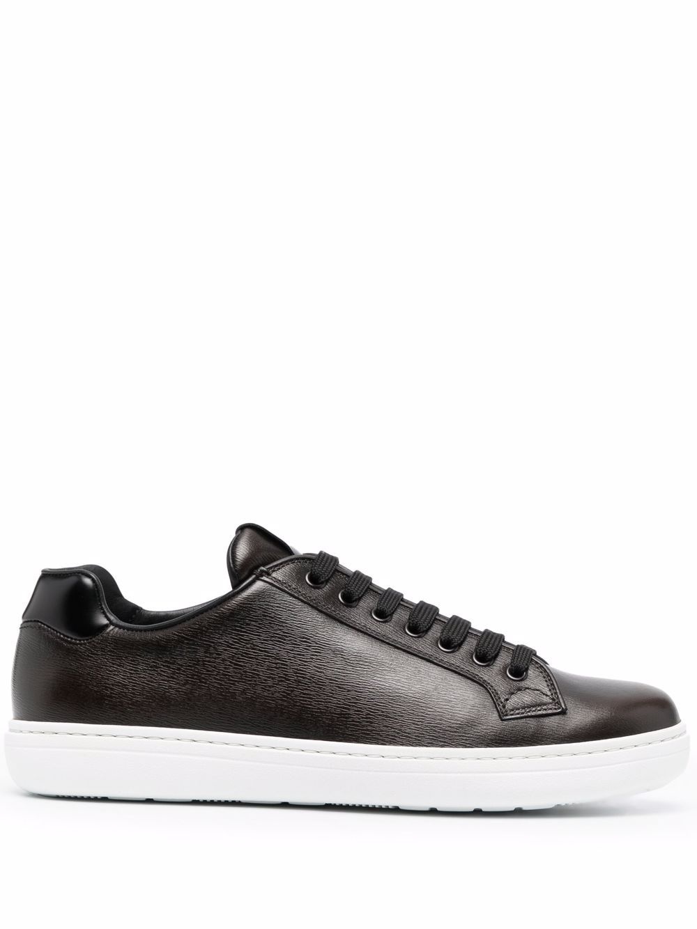 low-top lace-up leather trainers - 1