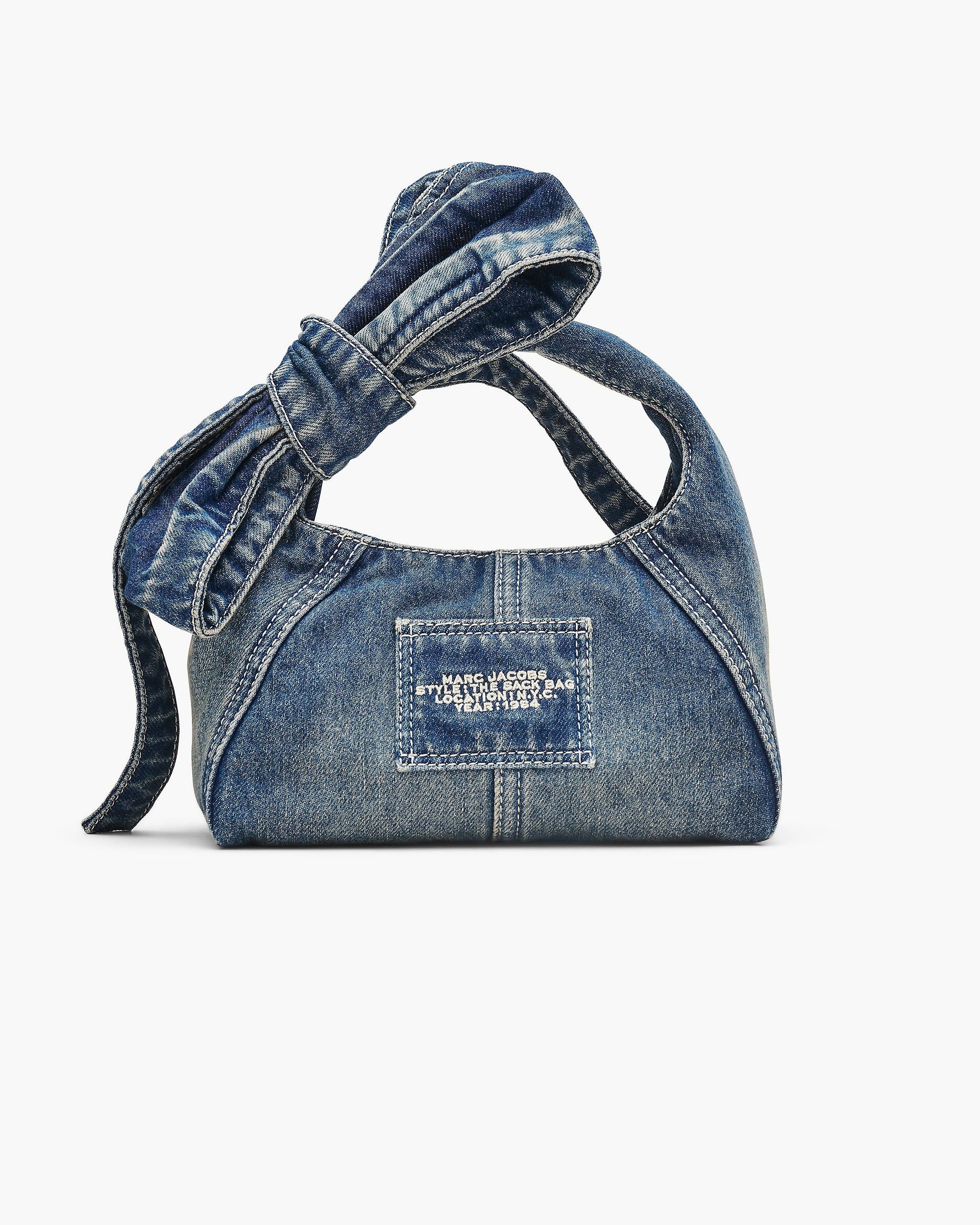 THE BOW DENIM MINI SACK BAG - 3