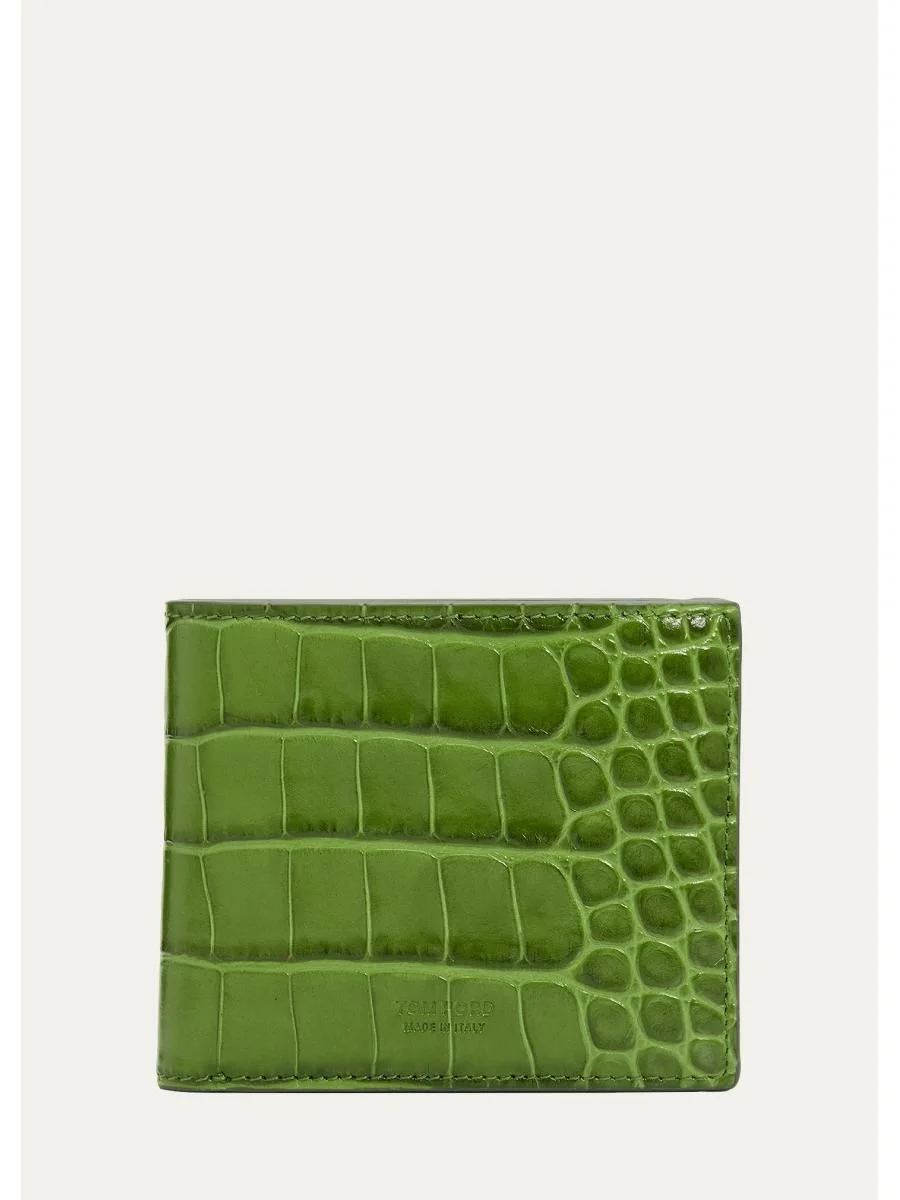 Men's Croc-Effect Leather T-Line Bifold Wallet - 1